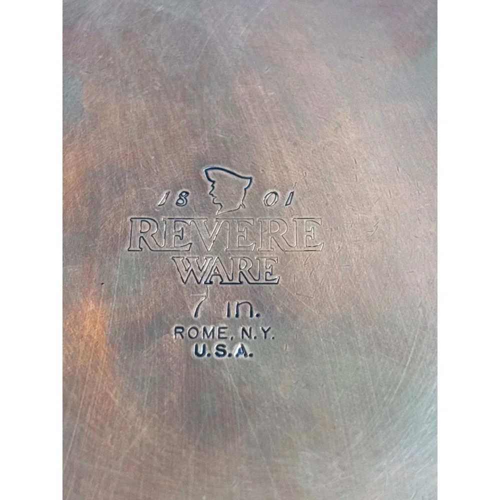 Vintage Revere Ware 7 Inch Skillet Copper Clad Bottom Double Ring Rome NY USA